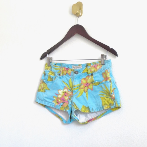 Denim & Supply Ralph Lauren Tropical Print Mini Denim Jean Shorts Blue SZ 27 - Picture 2 of 6